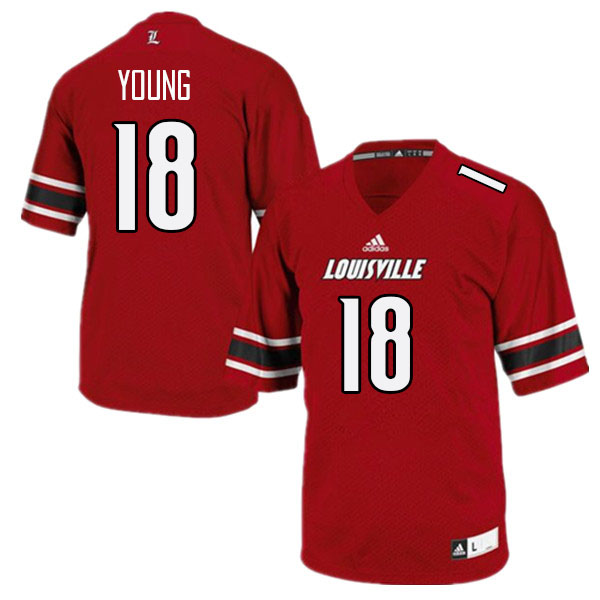Men #18 Sam Young Louisville Cardinals College Football Jerseys Stitched Sale-Red - Click Image to Close